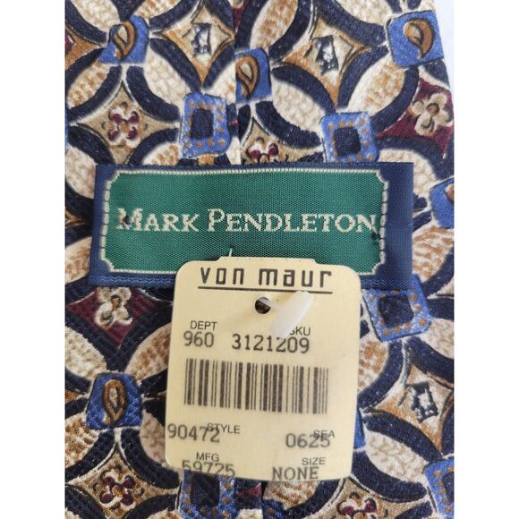 NWT Mark Pendleton Neck Tie Blue Geometric Chain Classic Silk Formal Career - Picture 4 of 6